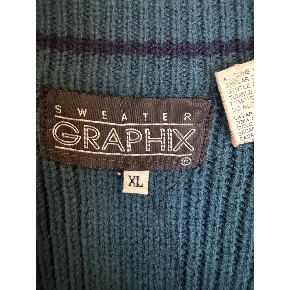 Sweater‎ Graphix Grandpa Mens Sweater Vest XL Dark Academia Grunge Y2K Knit - Picture 6 of 9